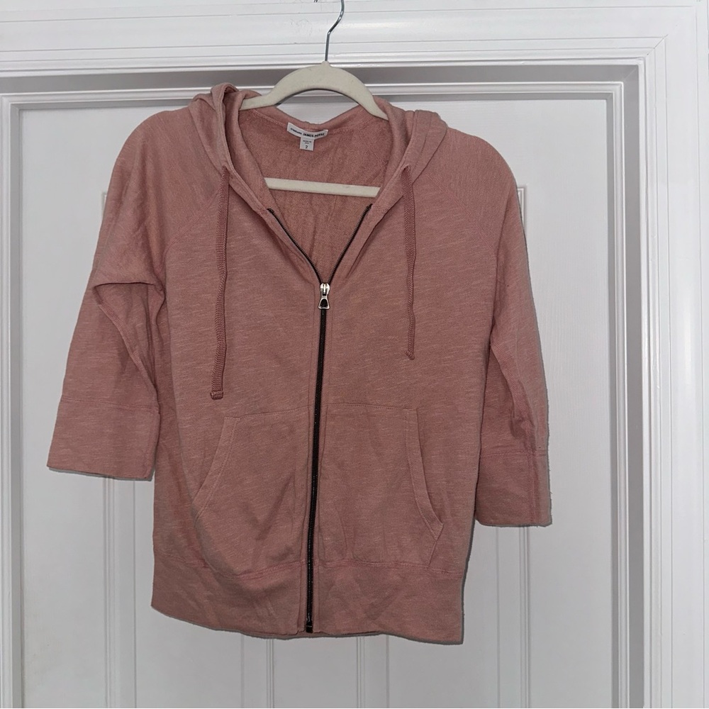 Standard James Perse 3/4 sleeve zip up in light pink